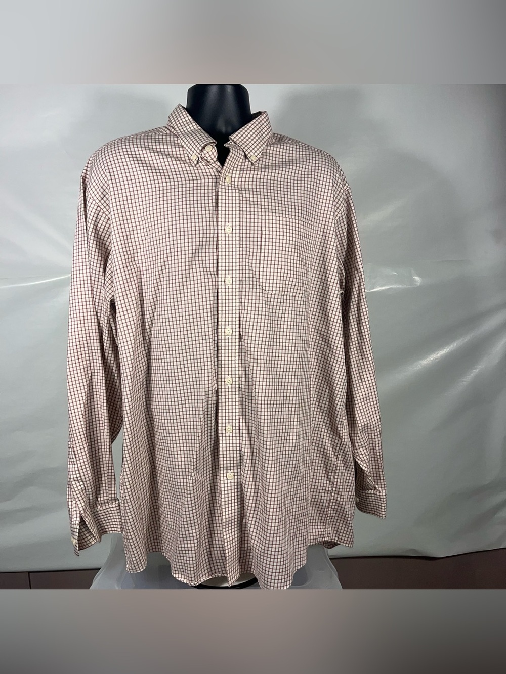 LL Bean Men’s Shirt XL Tall Long Sleeve Button Front Wrinkle Resistant Check